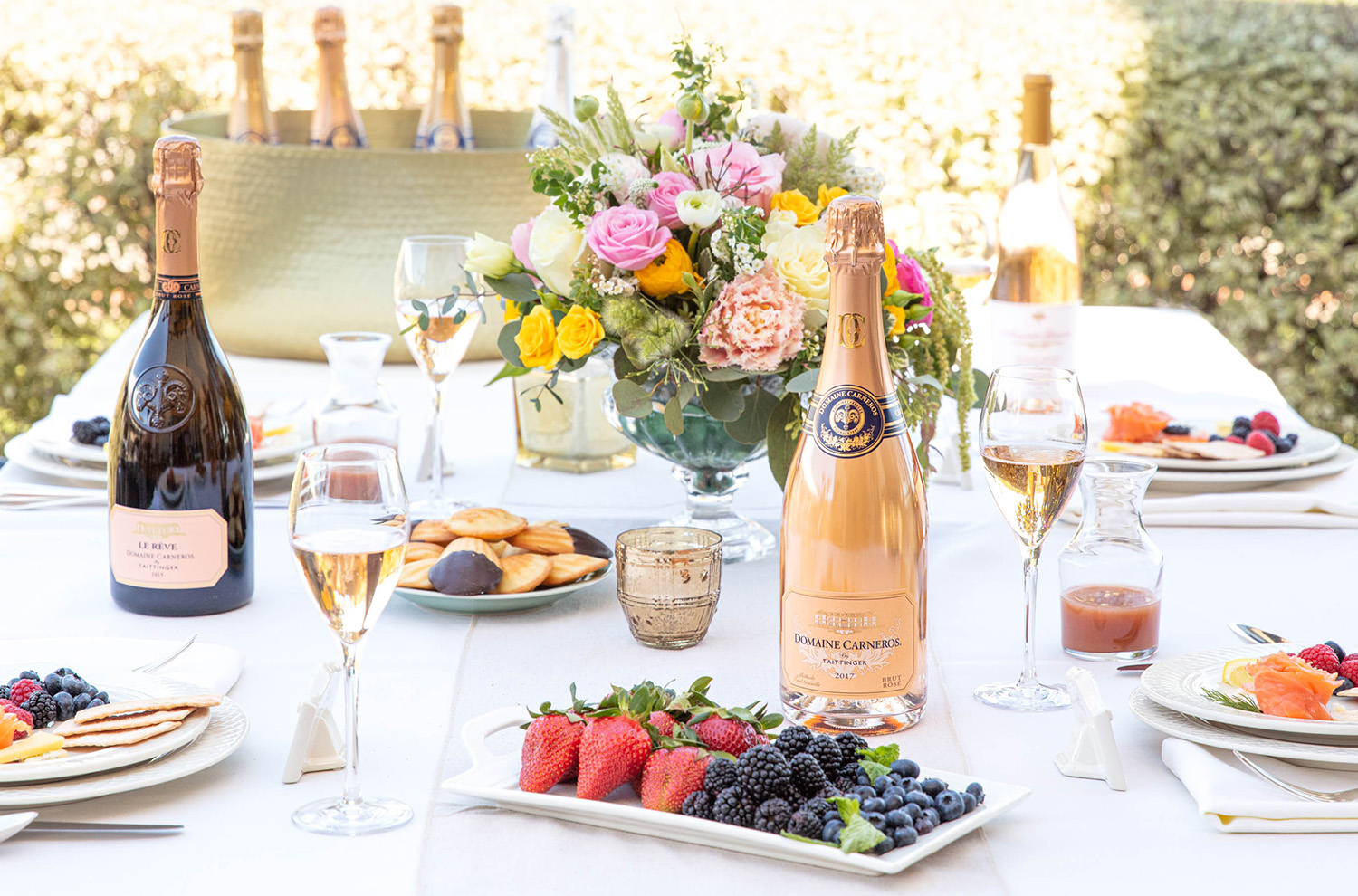 Brunch table with sparkling wines