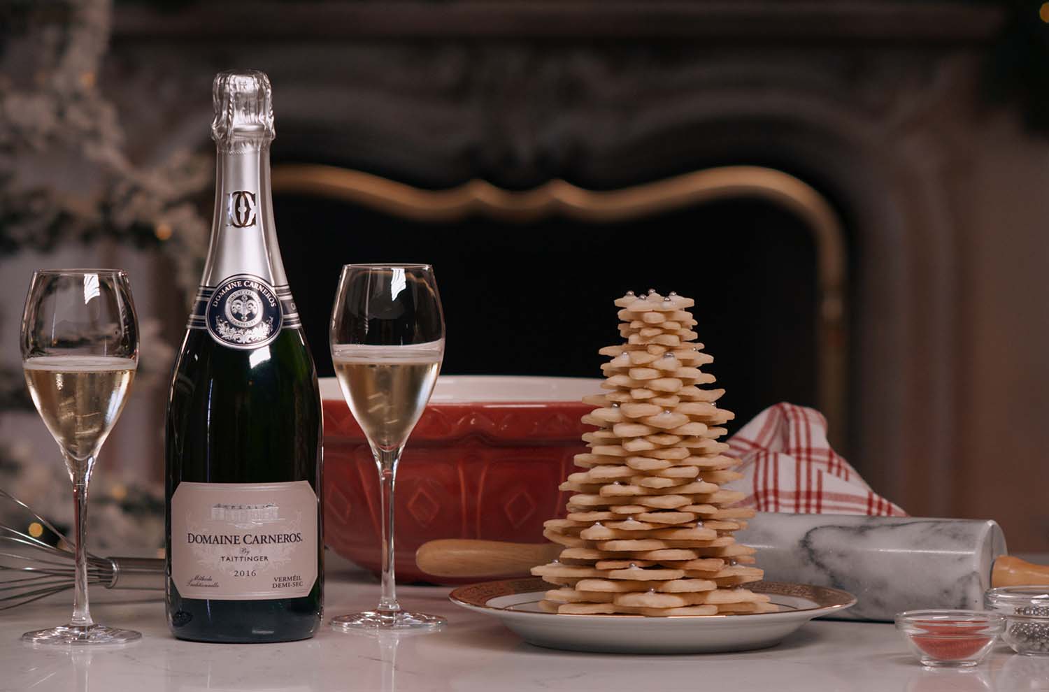 Bottle of Vermeil Sparkling Wine with Sugar Cookies