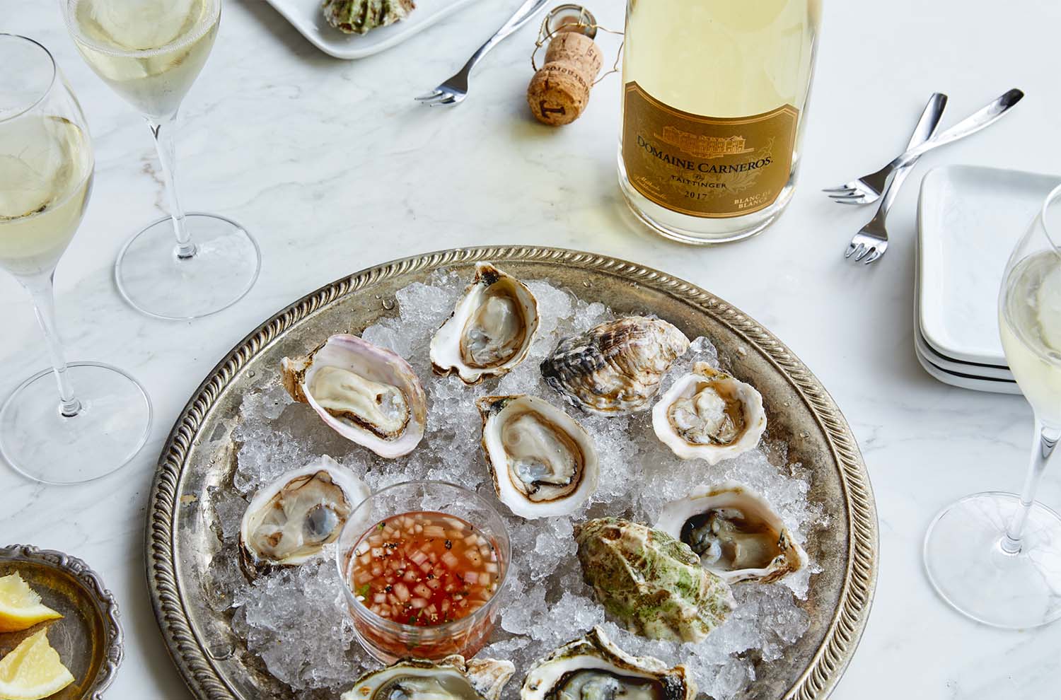 oysters and sparkling wine