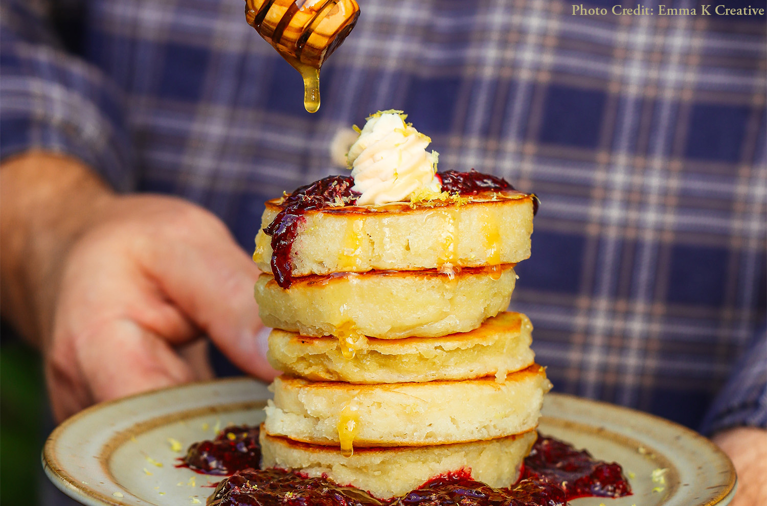 stack of lemon ricotta pancakes