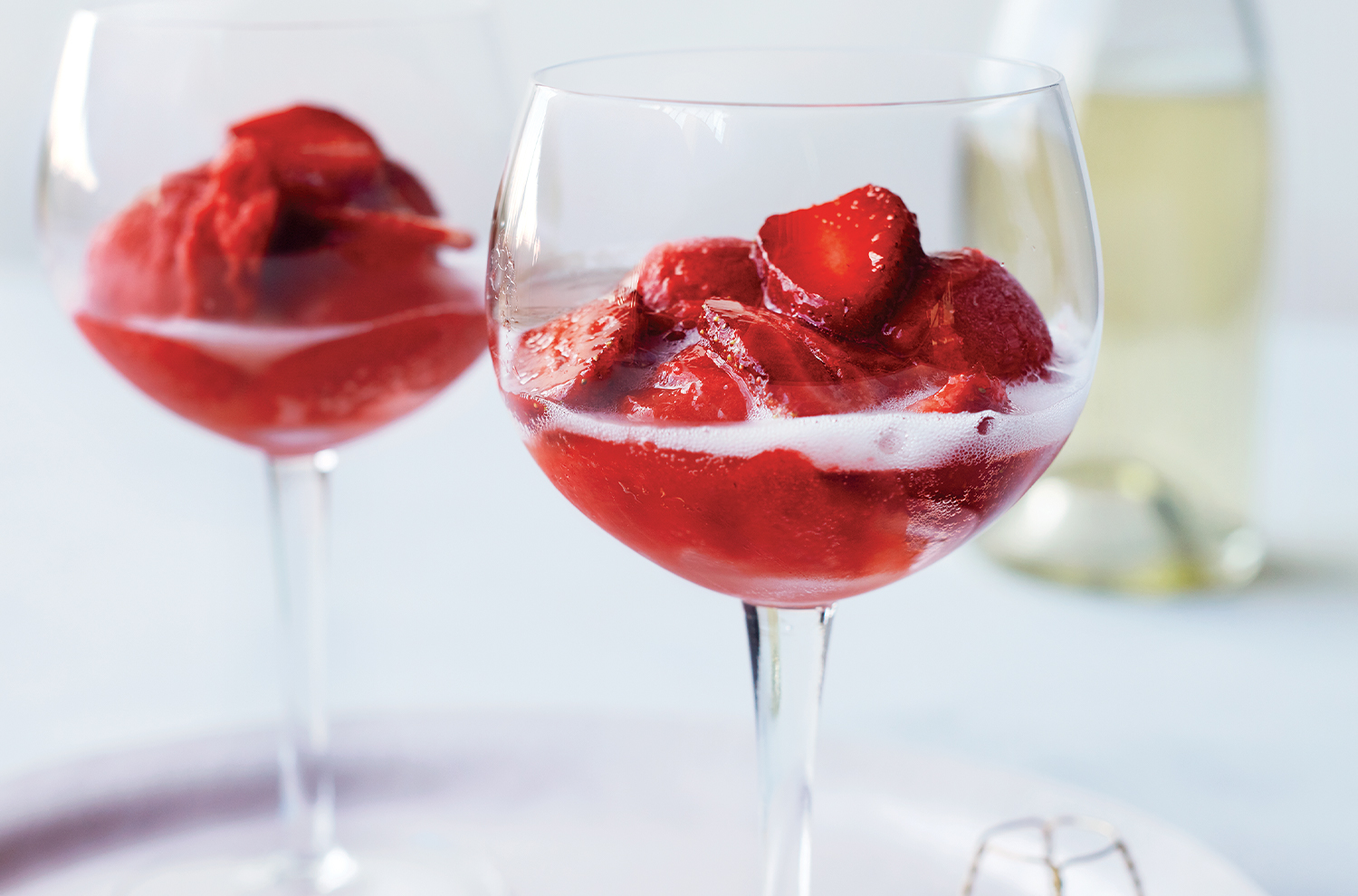 Strawberry Sherbet with Sparkling Wine