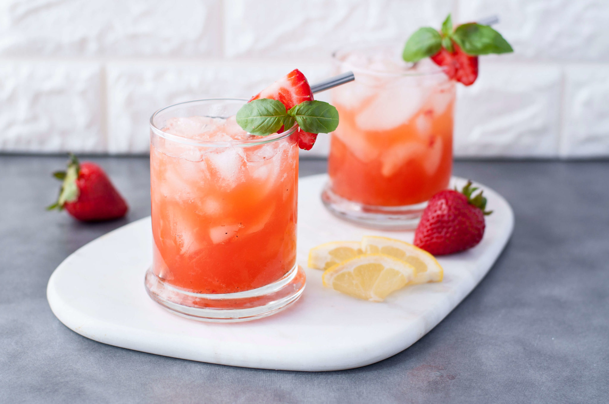Strawberry Basil Sparkling Rosé Cocktail